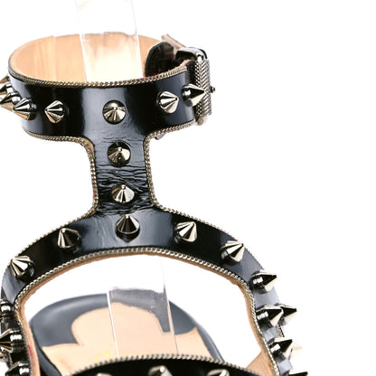 Christian Louboutin Jazz Calfskin Sexy Strapi Spiked Flat Sandals 37.5 Black Gold 5 of 5