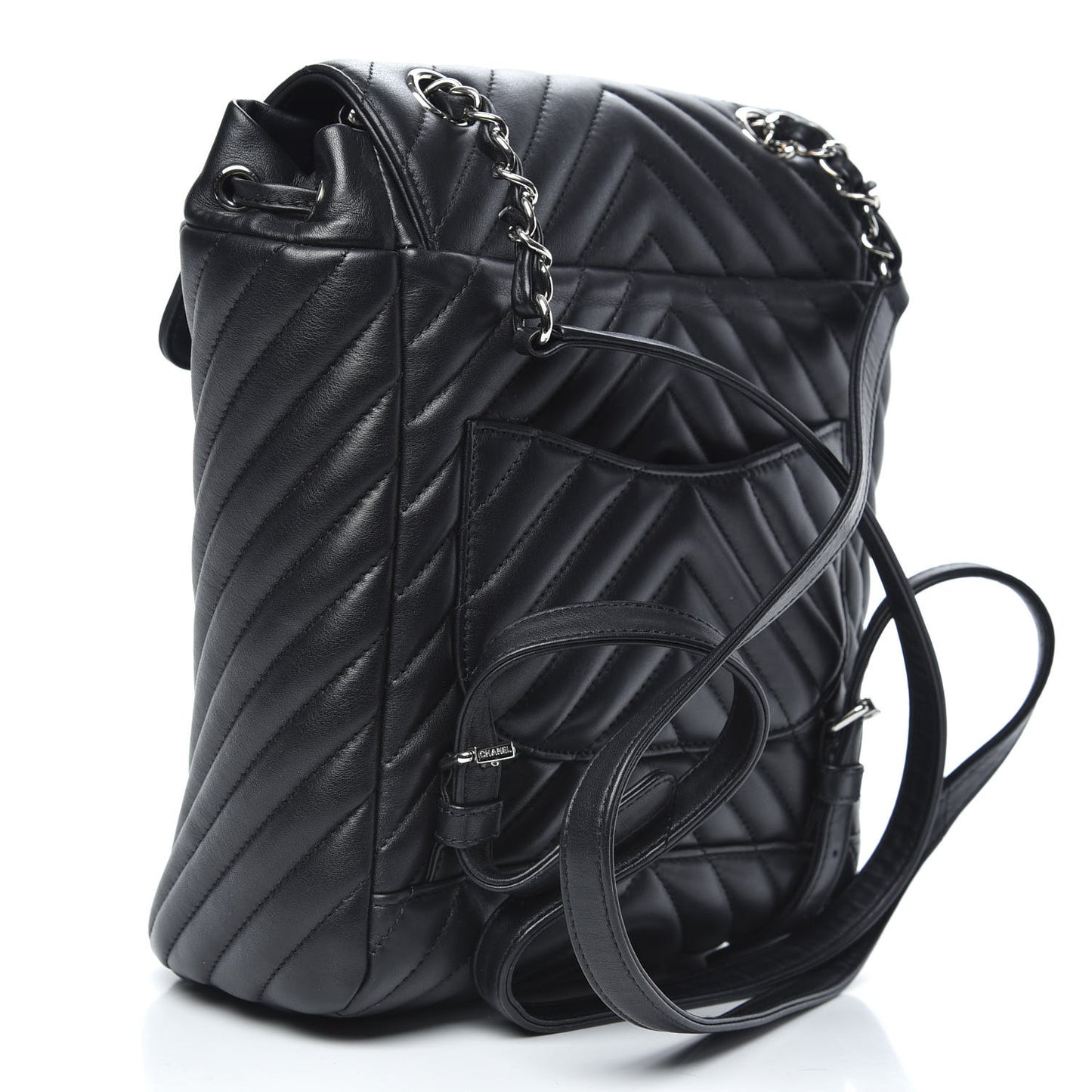 Calfskin Chevron Quilted Small Urban Spirit Backpack Black