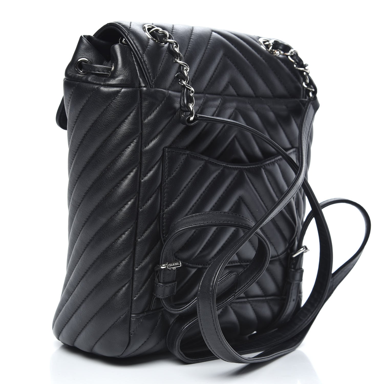 Chanel Calfskin Chevron Quilted Small Urban Spirit Backpack Black 2 of 11