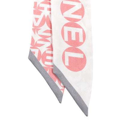 Chanel Silk CC Slim Bandeau Scarf Pink Grey 2 of 3