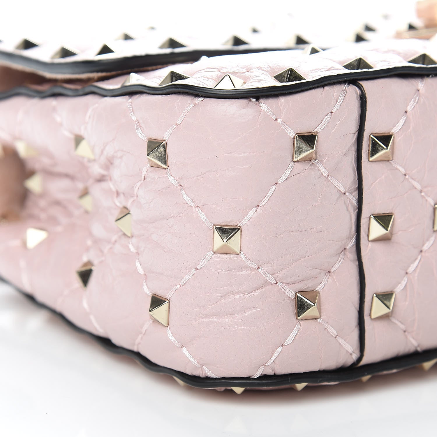Valentino Garavani Craquele Nappa Small Rockstud Spike Shoulder Bag Water Rose 8 of 11