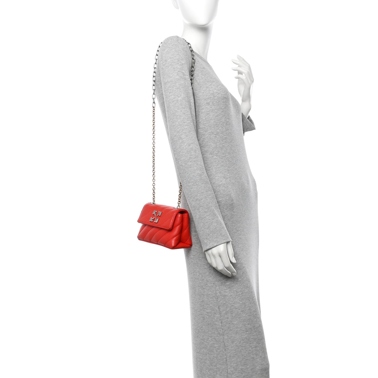 Calfskin Diagonal Quilted Jackhammer 17 Shoulder Bag Red