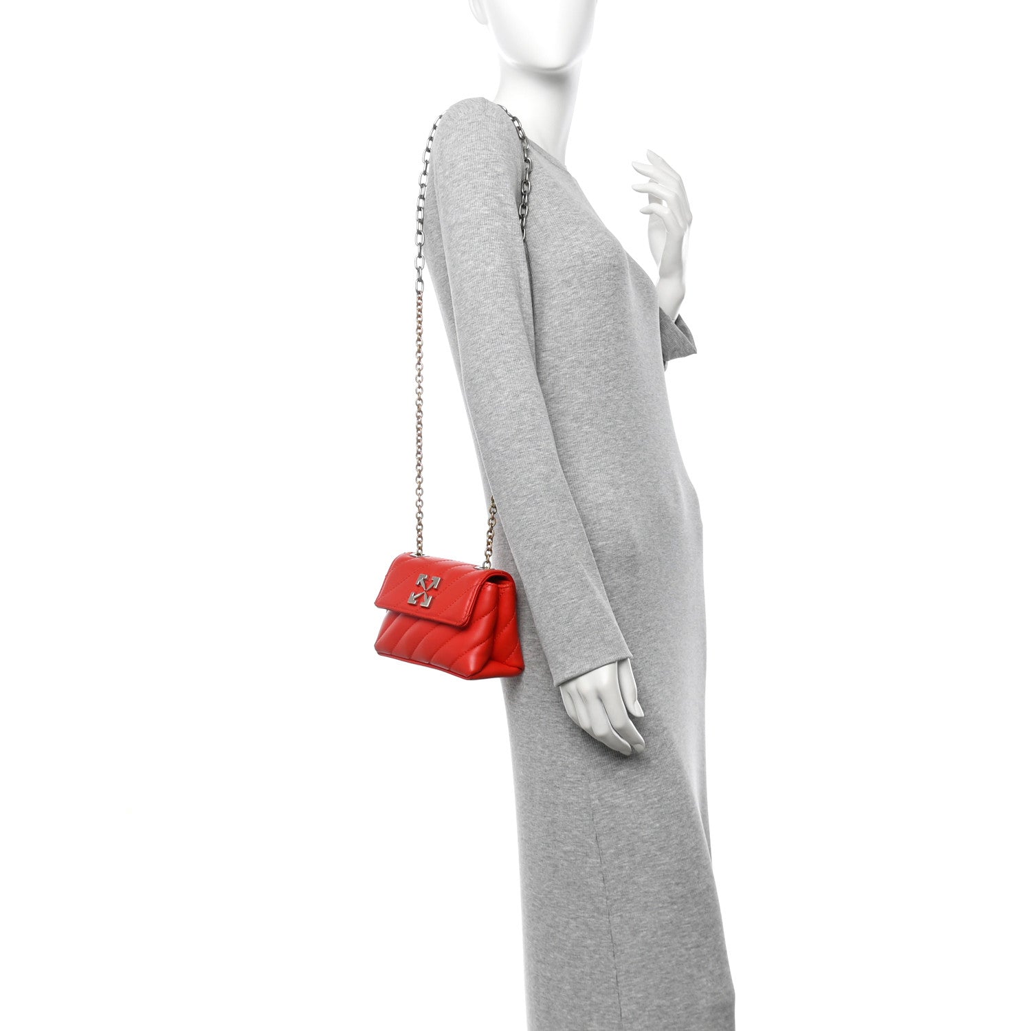 Off-White Calfskin Diagonal Quilted Jackhammer 17 Shoulder Bag Red 2 of 15