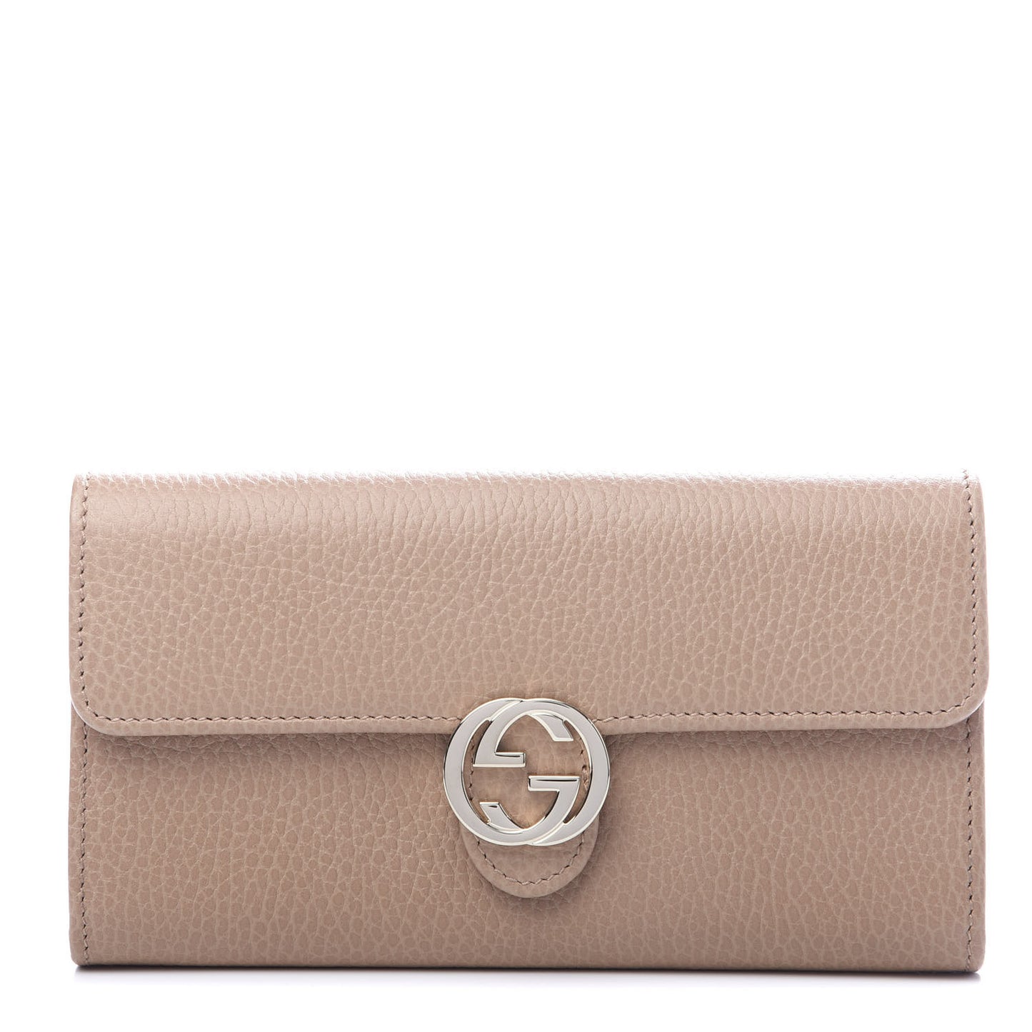 Dollar Calfskin Interlocking G Continental Wallet Camelia