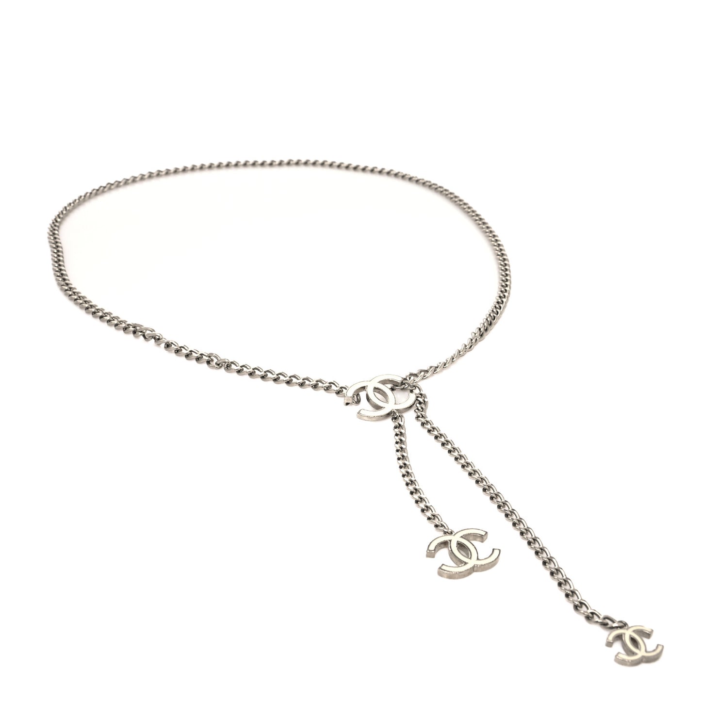 Enamel CC Ceinture Fantai Adjustable Belt Silver White