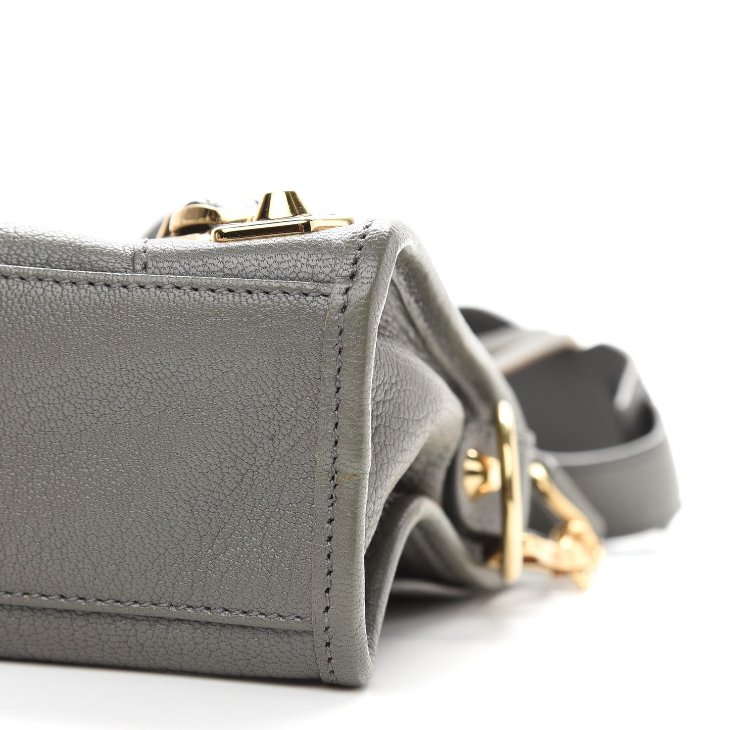 Chevre Gold Metallic Edge Hardware Mini City Gris Acier