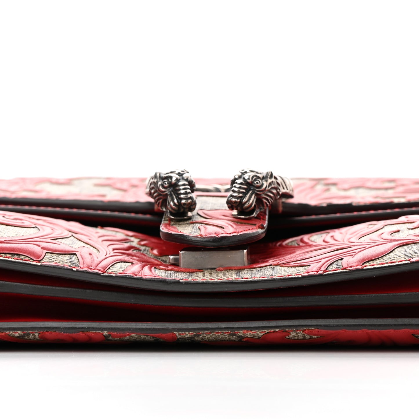 GG Supreme Monogram Arabesque Medium Dionysus Shoulder Bag Hibiscus Red