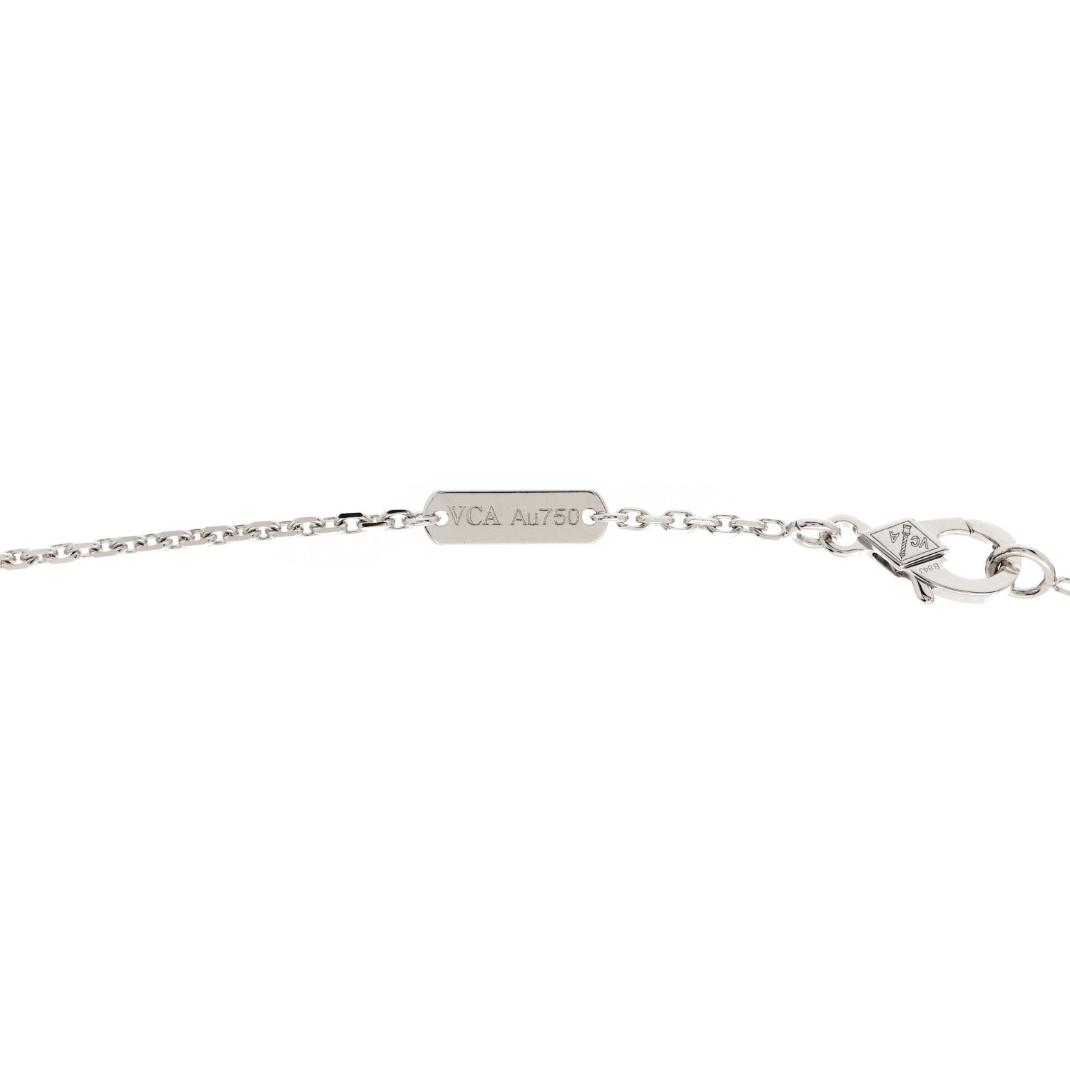 Van Cleef & Arpels 18K White Gold Chalcedony Vintage Alhambra Pendant Necklace 5 of 6