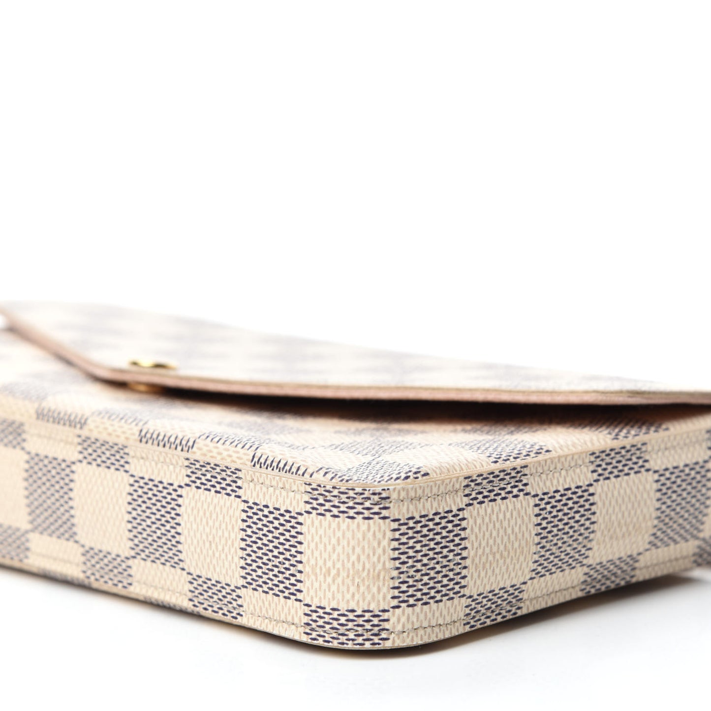 Damier Azur Pochette Felicie Chain Wallet Rose Ballerine