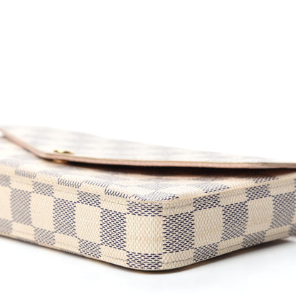 Louis Vuitton Damier Azur Pochette Felicie Chain Wallet Rose Ballerine 7 of 16