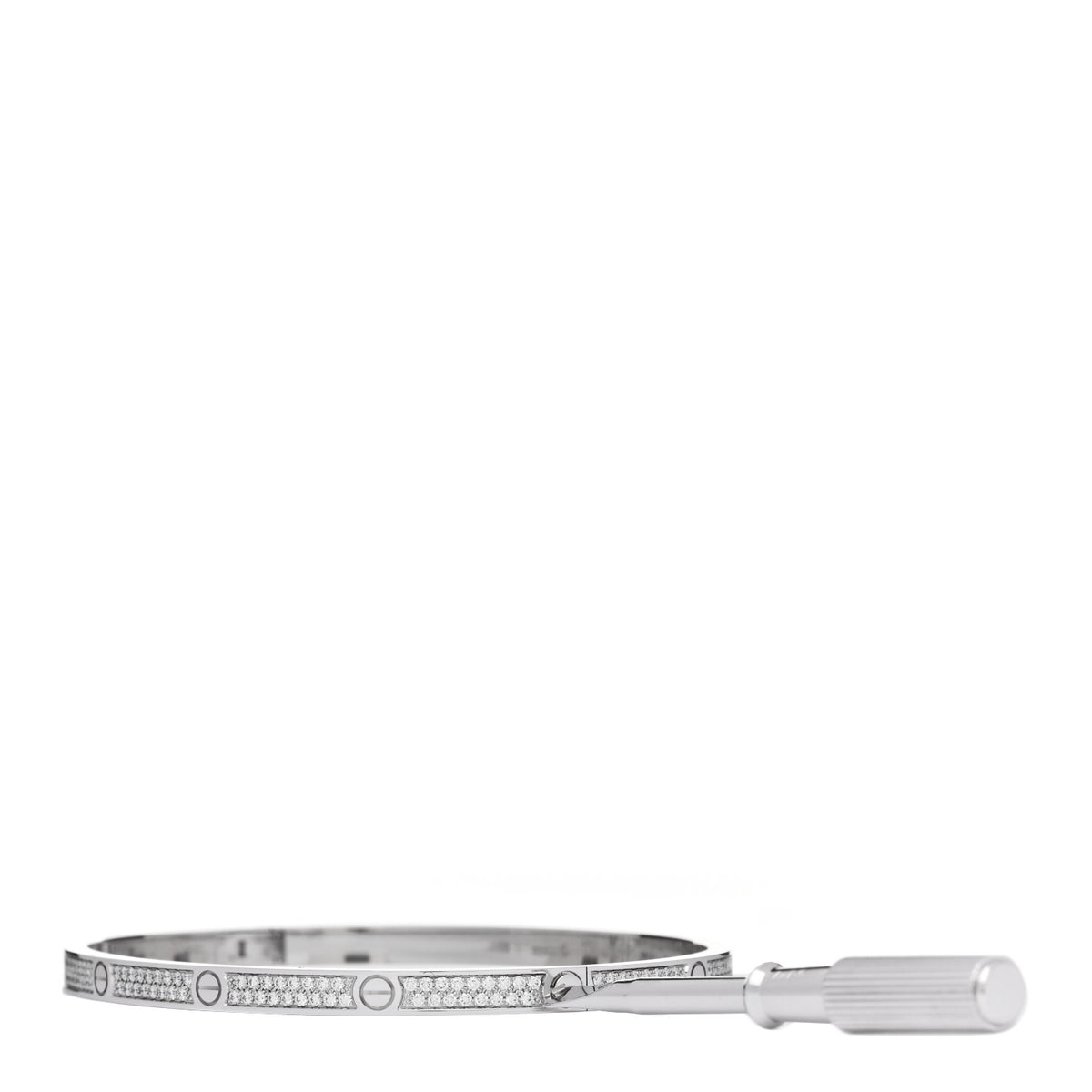 Cartier 18K White Gold Diamond Small LOVE Paved Bracelet 18 3 of 8