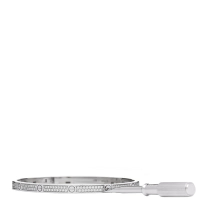 Cartier 18K White Gold Diamond Small LOVE Paved Bracelet 18 3 of 8