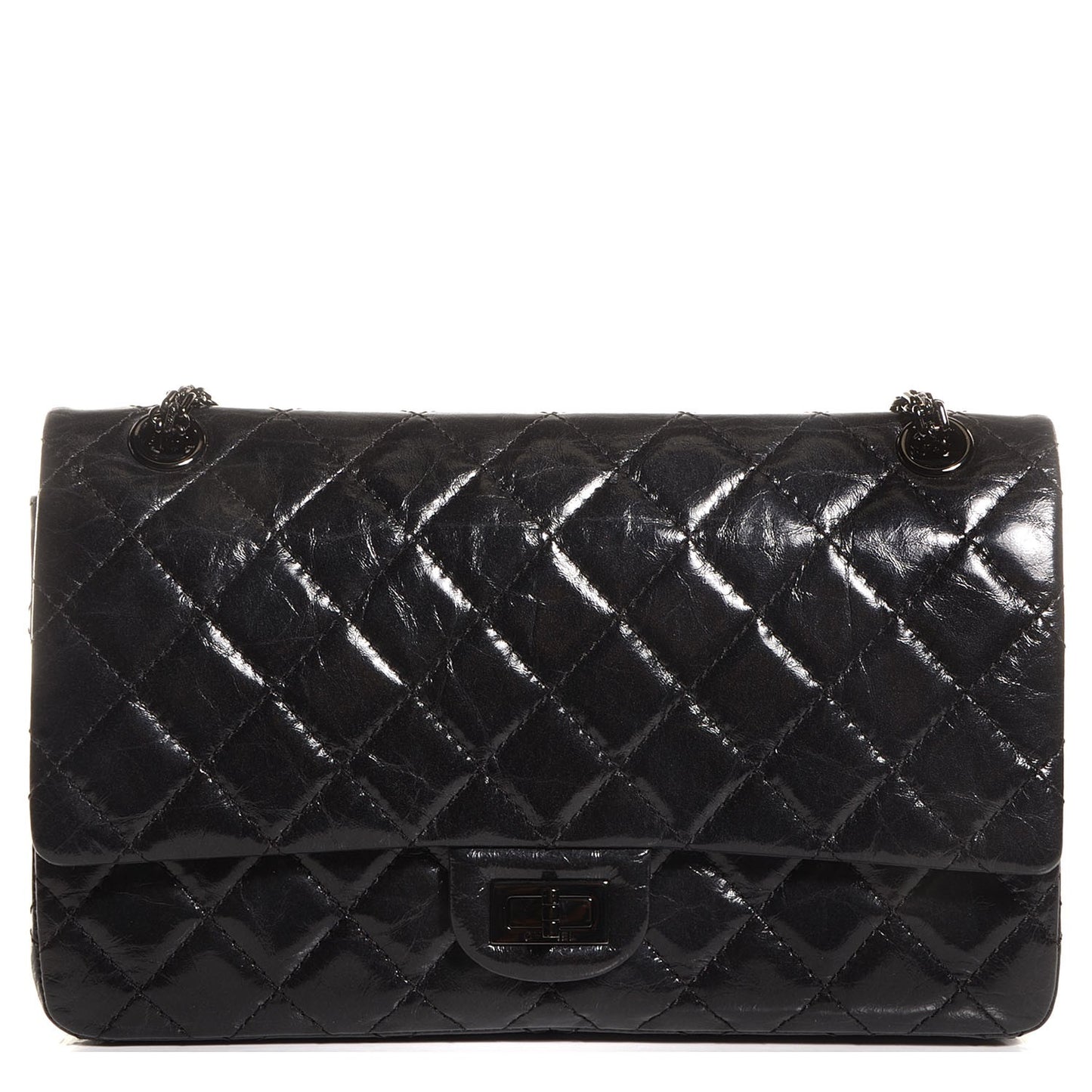 Glazed Calfskin 2.55 Reissue Flap 226 Black