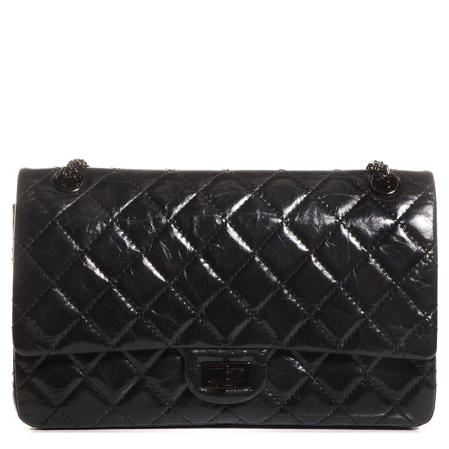 Chanel Glazed Calfskin 2.55 Reissue Flap 226 Black 1 of 9
