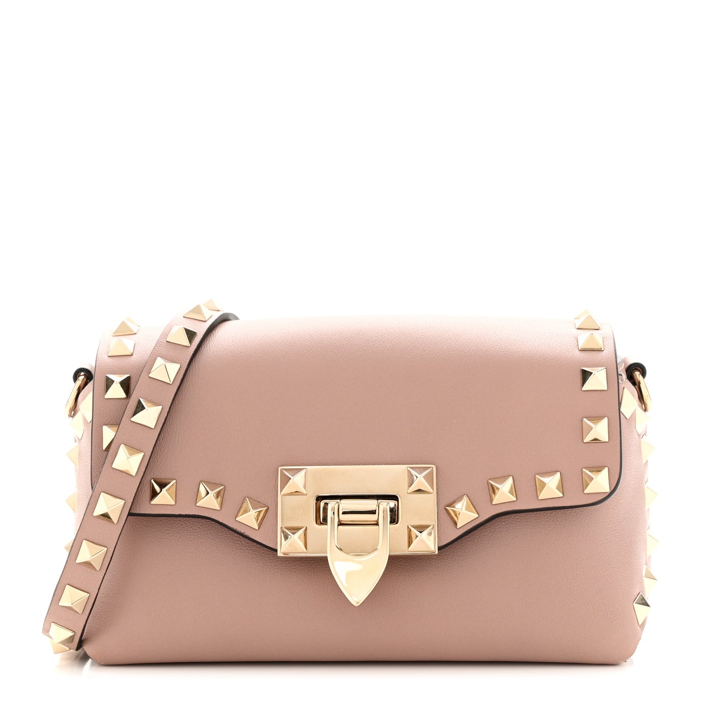 Calfskin Mini Rockstud Crossbody Bag Poudre