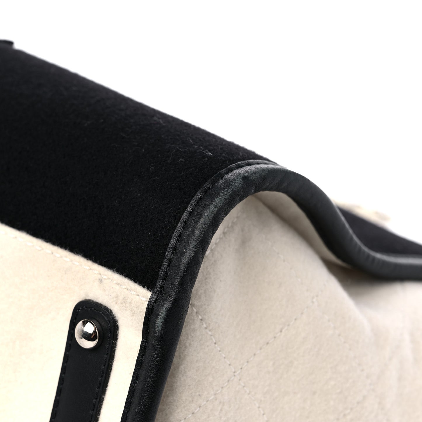 Wool Felt Calfskin Large Deauville Tote Black White