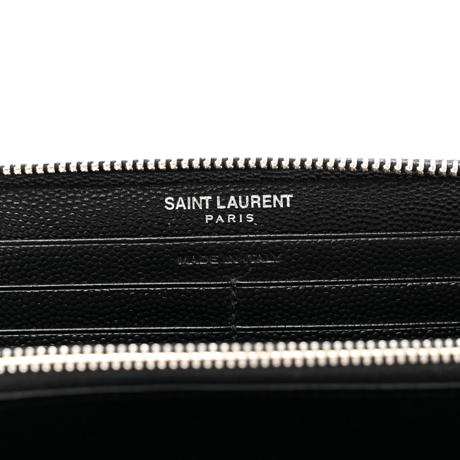 Saint Laurent Grain De Poudre Matelasse Chevron Monogram Zip Around Wallet Black 6 of 7