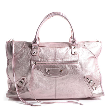 Balenciaga Metallic Agneau Classic Silver Hardware Work Sparkle Pale Rose 1 of 11