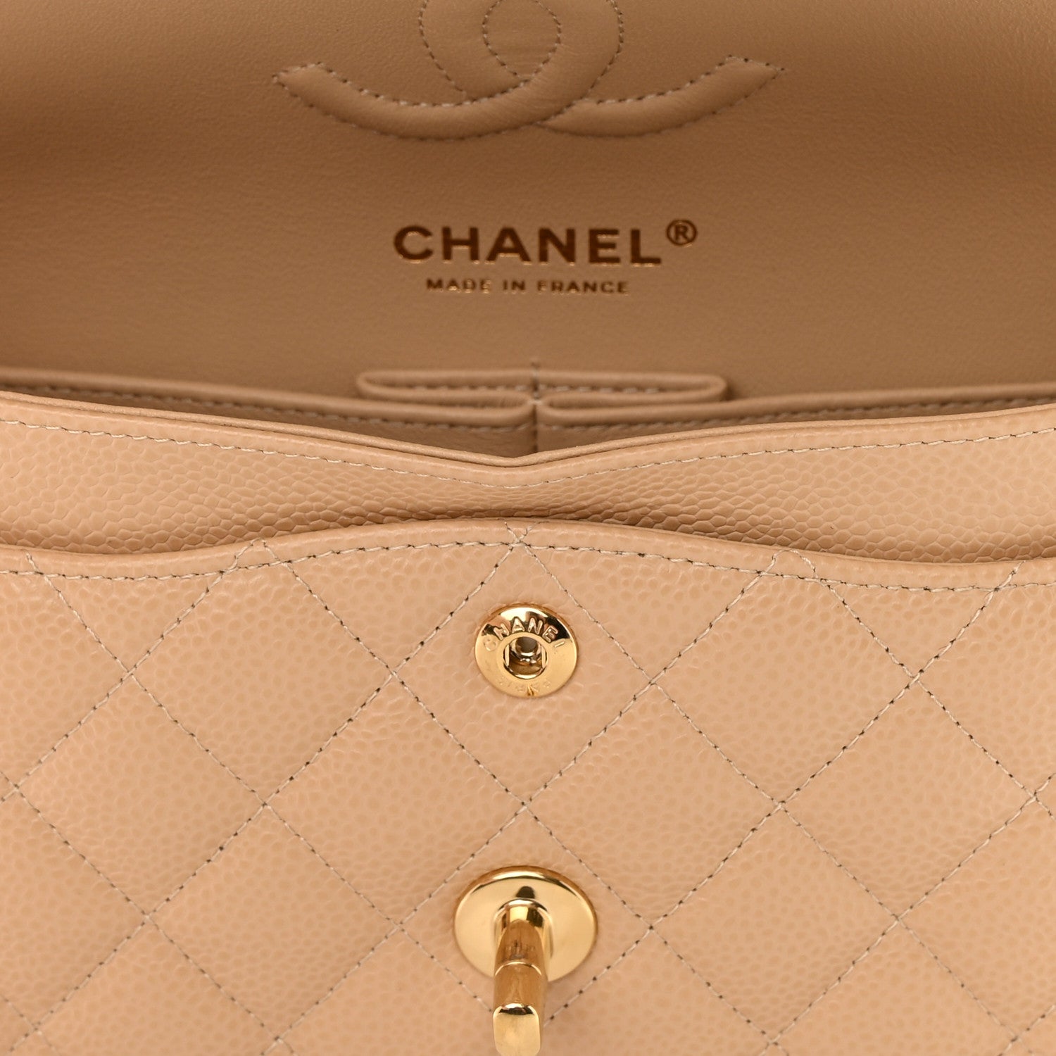 Chanel Caviar Quilted Small Double Flap Beige 11 of 14
