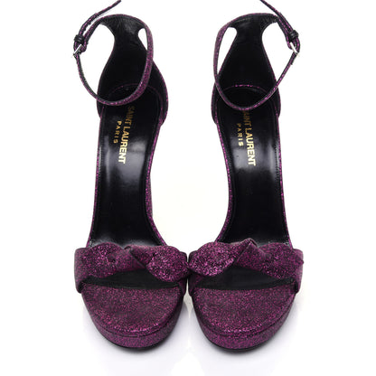 Saint Laurent Glitter Hall Platform Sandals 37.5 Purple 8 of 11