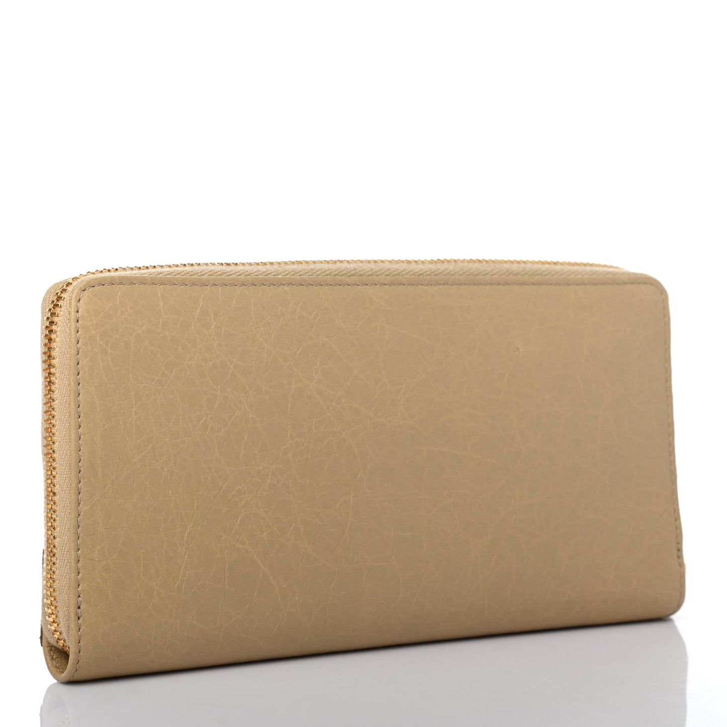 Agneau Classic Gold Hardware Continental Zip Around Wallet Beige Sable