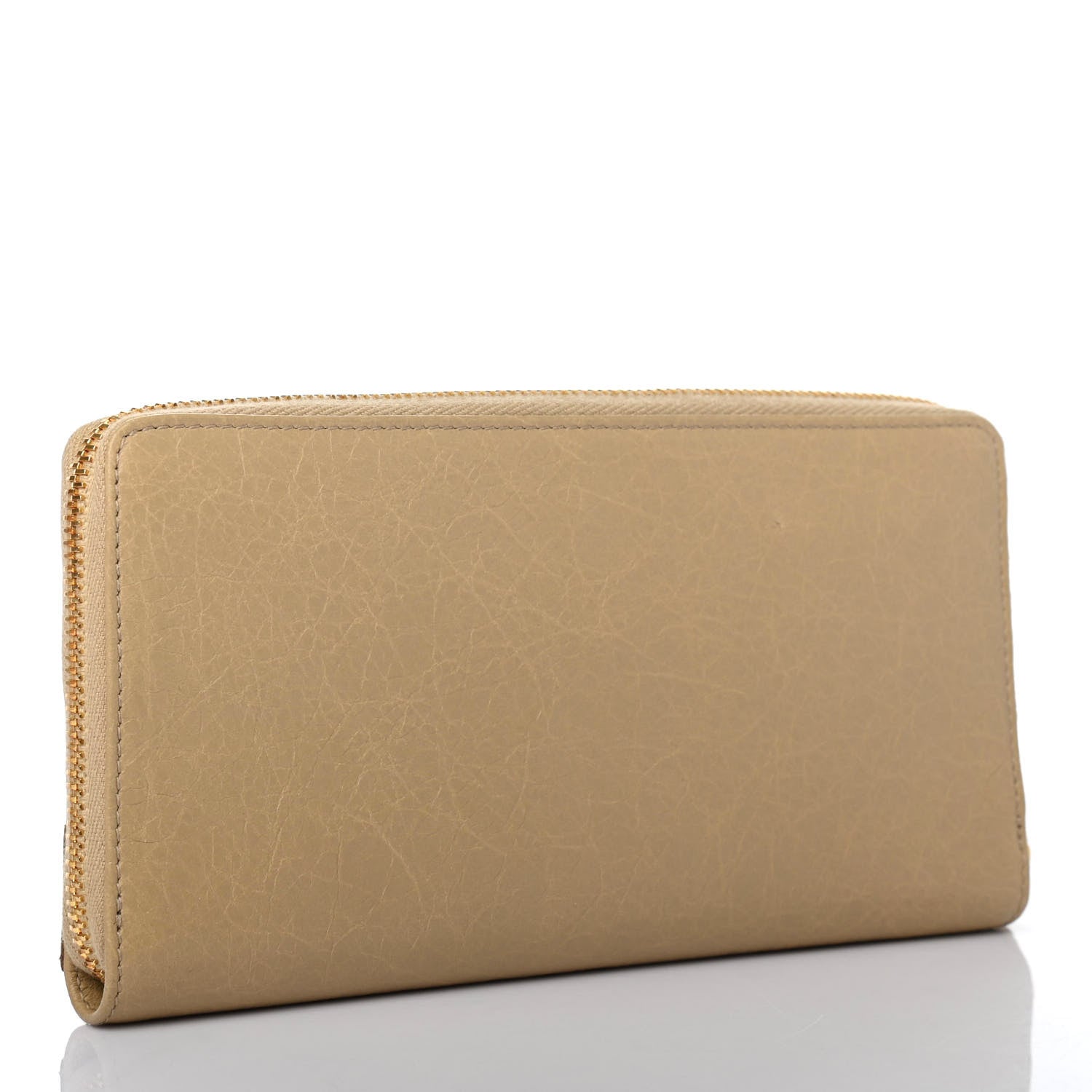 Balenciaga Agneau Classic Gold Hardware Continental Zip Around Wallet Beige Sable 2 of 4