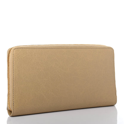 Balenciaga Agneau Classic Gold Hardware Continental Zip Around Wallet Beige Sable 2 of 4