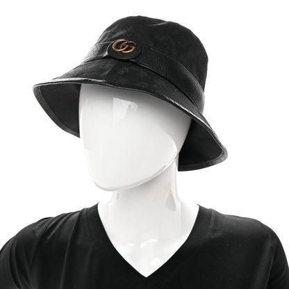 Gucci Monogram Textured Dollar Calfskin GG Jago Bucket Hat Black 2 of 11