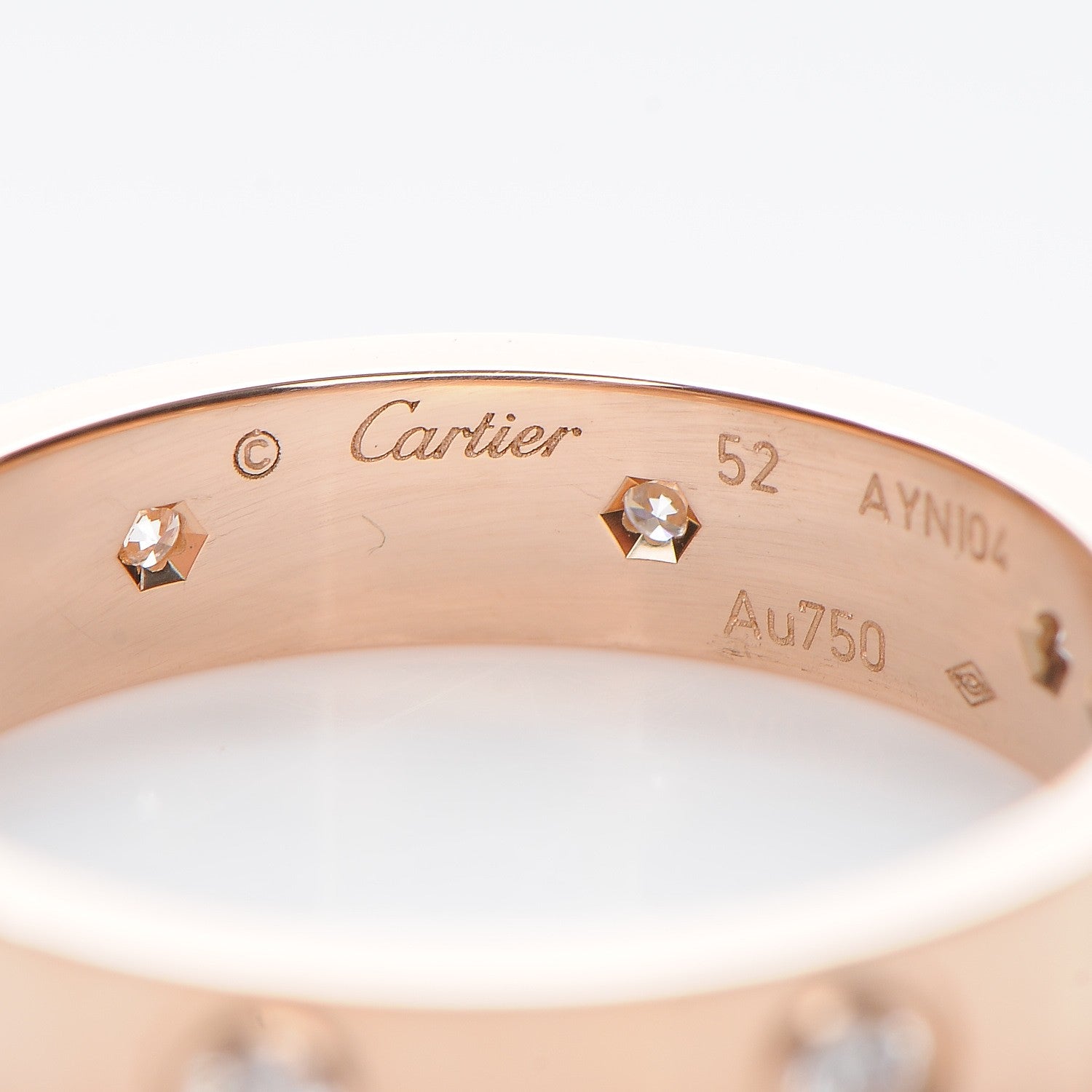 Cartier 18K Pink Gold 8 Diamond 4mm LOVE Wedding Band Ring 52 6 4 of 7