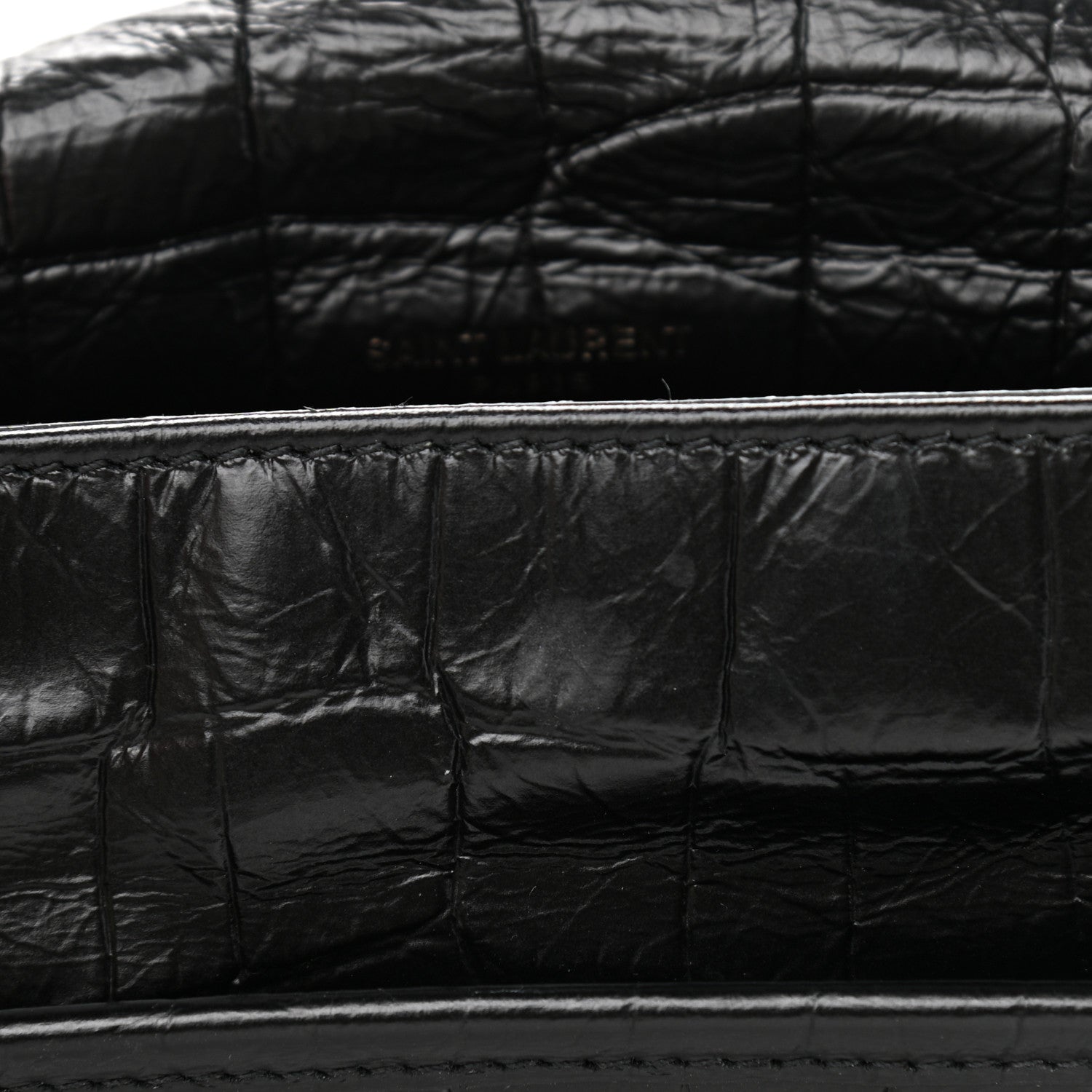 Saint Laurent Crocodile Embossed Lambskin Monogram Medium Niki Chain Satchel Black 12 of 12