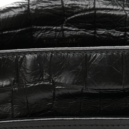 Saint Laurent Crocodile Embossed Lambskin Monogram Medium Niki Chain Satchel Black 12 of 12