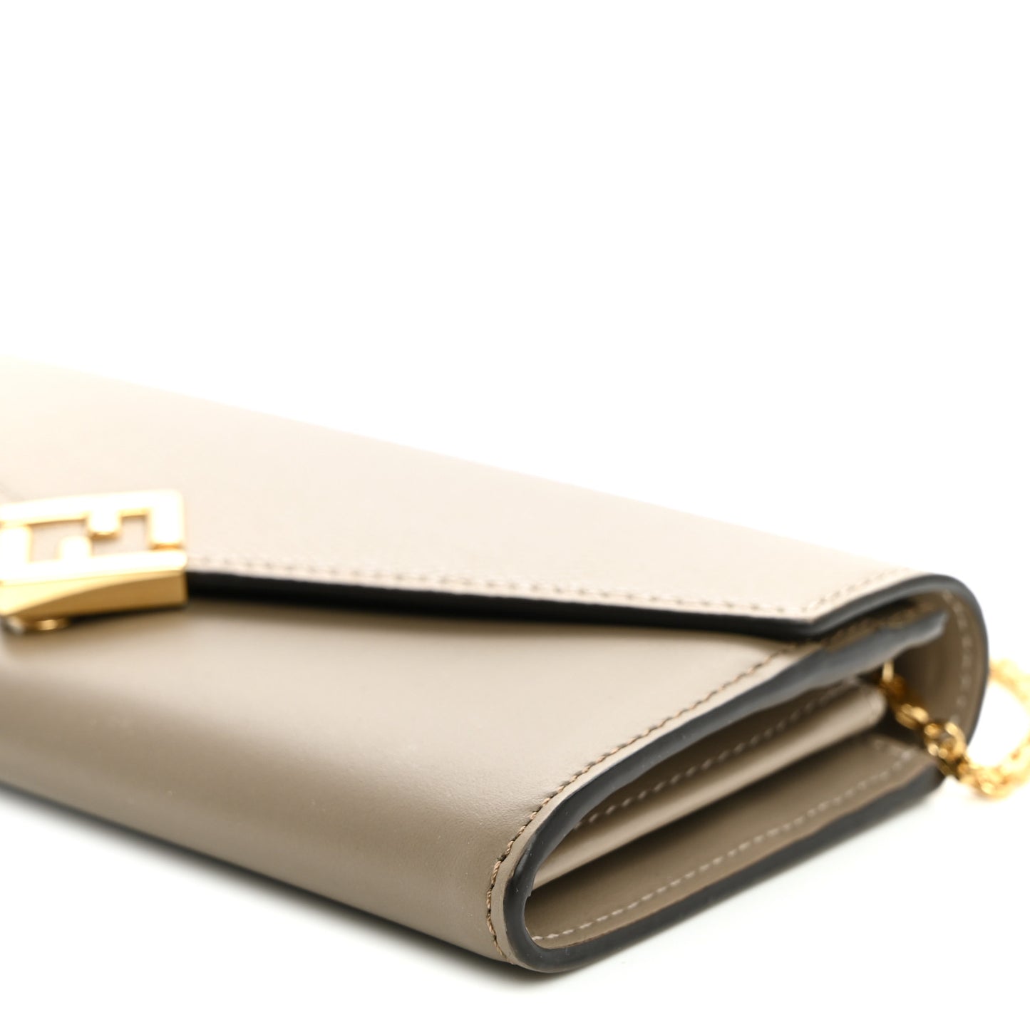 Vitello King Cruise FF Diamonds Continental Envelope Wallet On Chain Gianduia