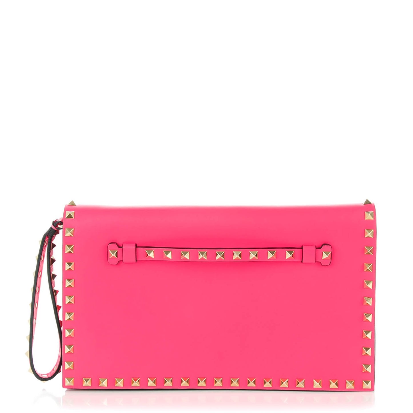 Nappa Rockstud Wristlet Clutch Fuxia Fluo