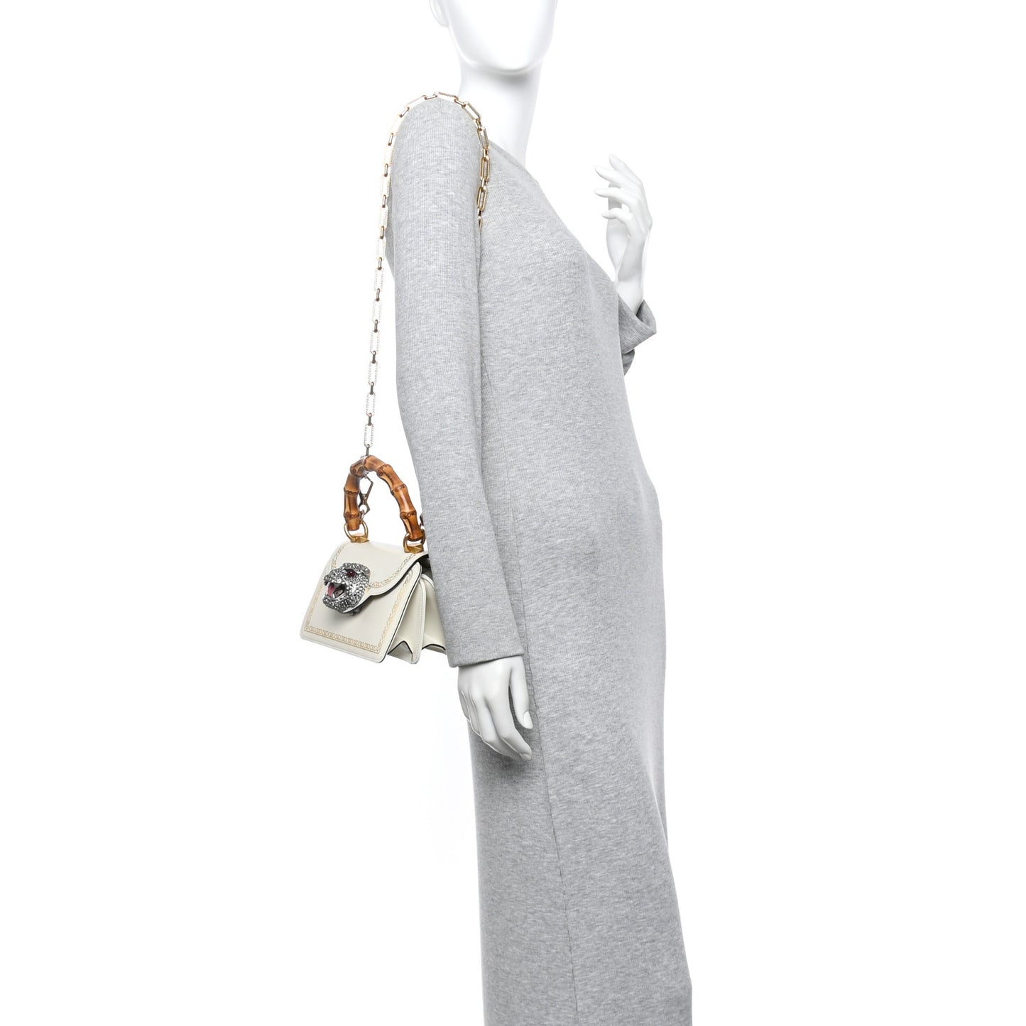 Calfskin Bamboo Mini Thiara Top Handle Bag White