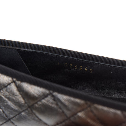 Chanel Metallic Aged Calfskin Quilted CC Cap Toe Ballerina Flats 37.5 Dark Silver 10 of 11