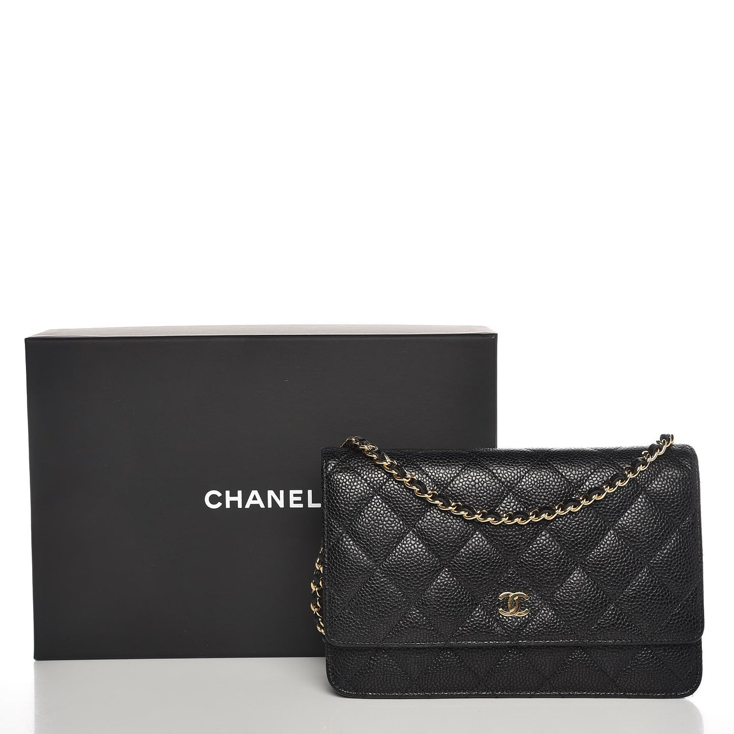 Caviar Quilted Wallet On Chain WOC Black