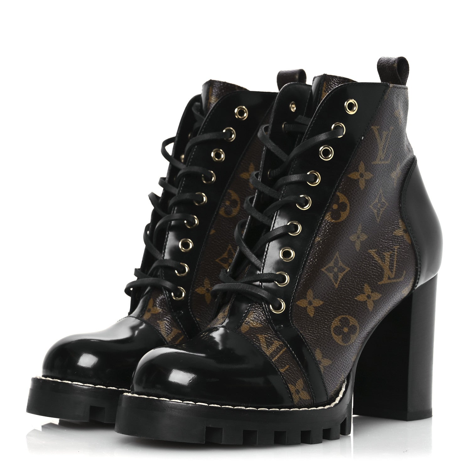 Louis Vuitton Patent Calfskin Monogram Star Trail Ankle Boots 41 Black 4 of 13