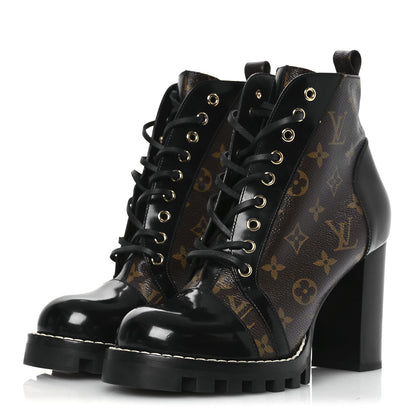 Louis Vuitton Patent Calfskin Monogram Star Trail Ankle Boots 41 Black 4 of 13