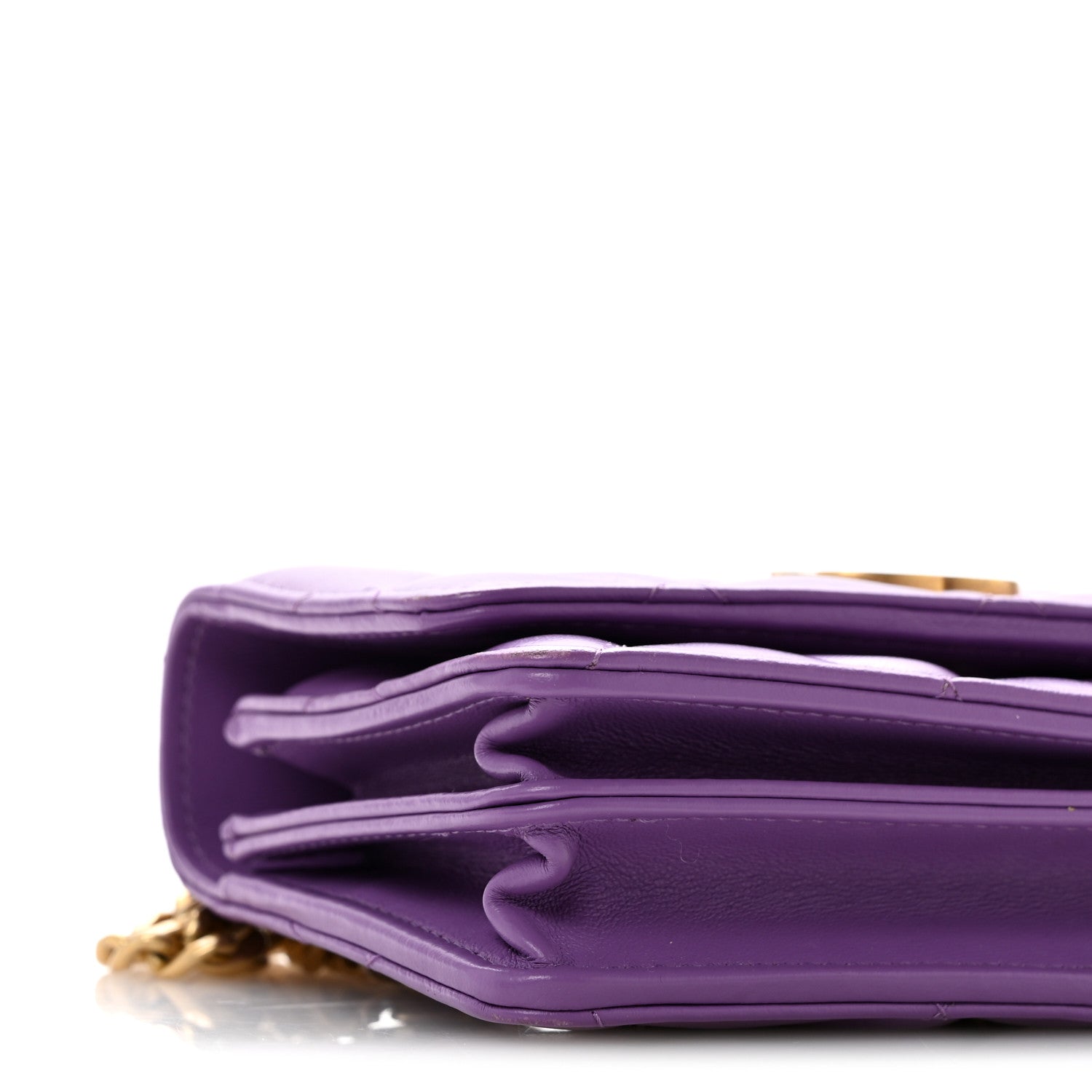 Chanel Lambskin Enamel Quilted Pending CC Clutch With Chain  Purple 9 of 13
