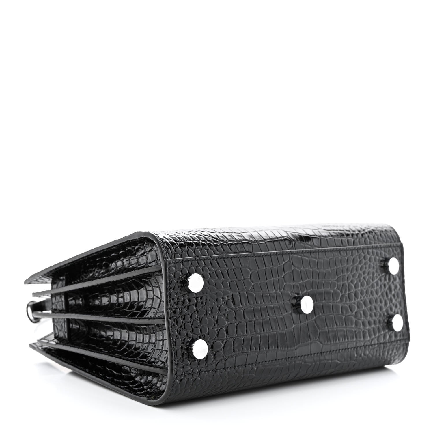 Saint Laurent Calfskin Crocodile Embossed Nano Sac De Jour Black 4 of 13