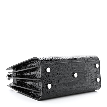 Saint Laurent Calfskin Crocodile Embossed Nano Sac De Jour Black 4 of 13
