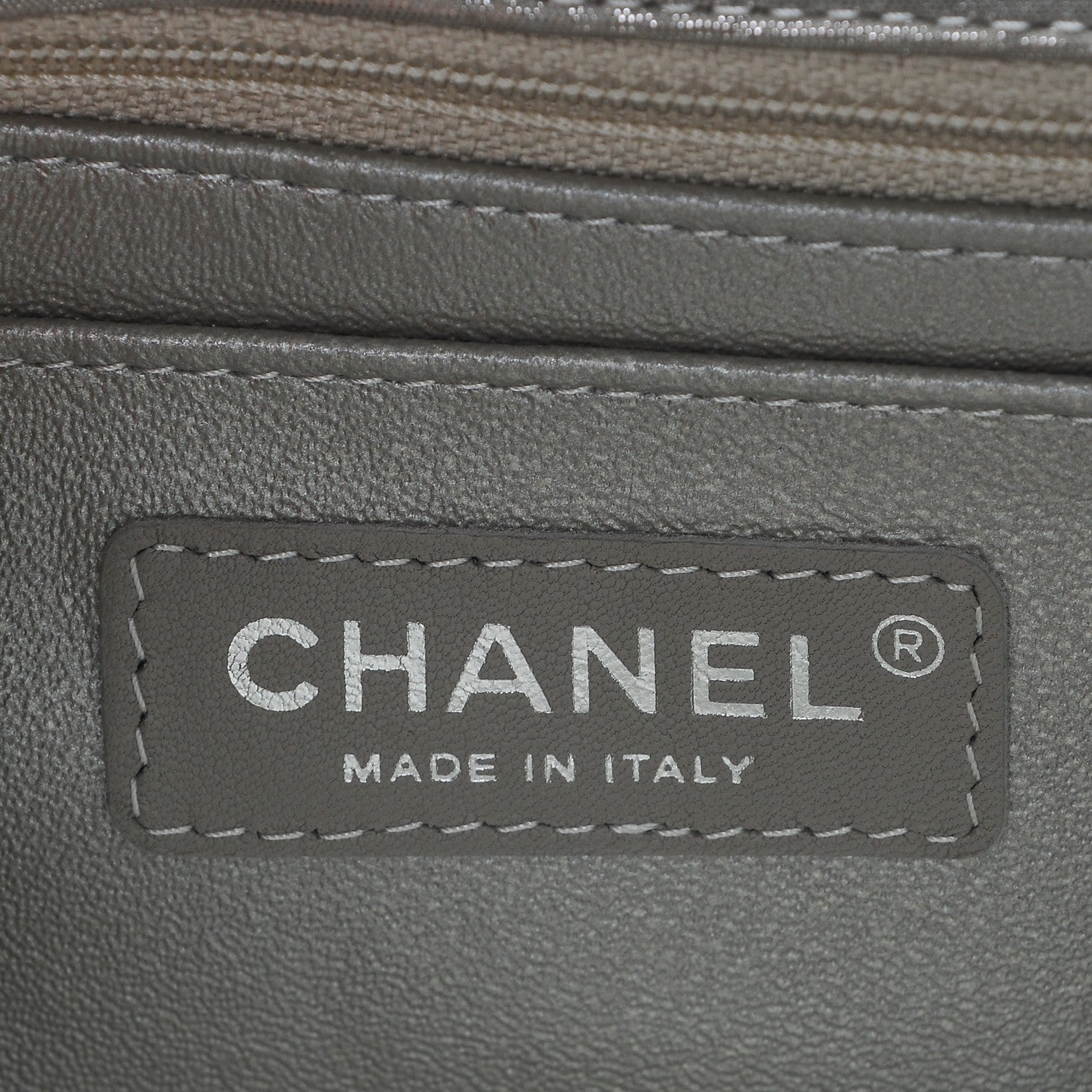 Chanel Iridescent Calfskin Chevron Quilted Mini Square Flap Silver 6 of 7
