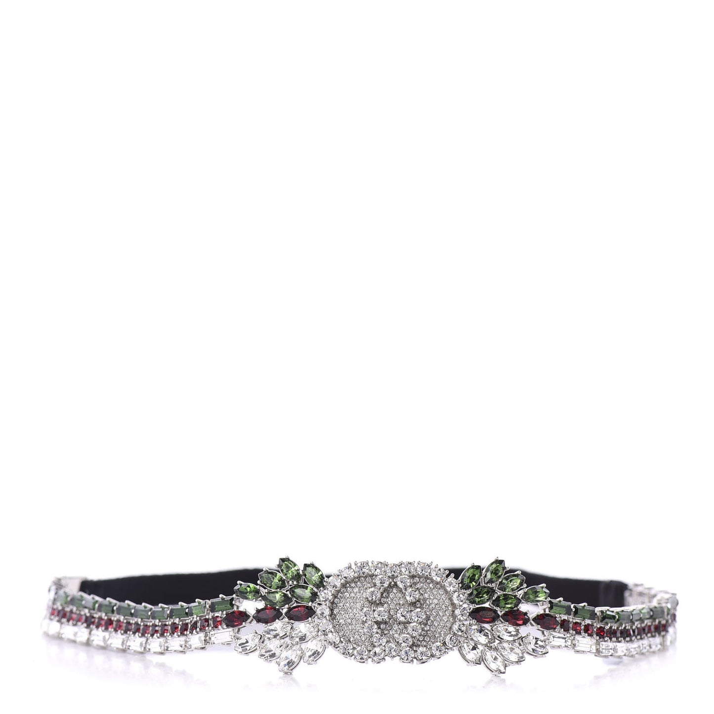 Crystal Embellished Interlocking GG Headband Green Red