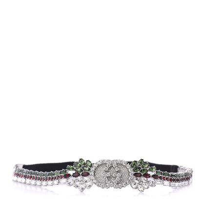 Gucci Crystal Embellished Interlocking GG Headband Green Red 1 of 9