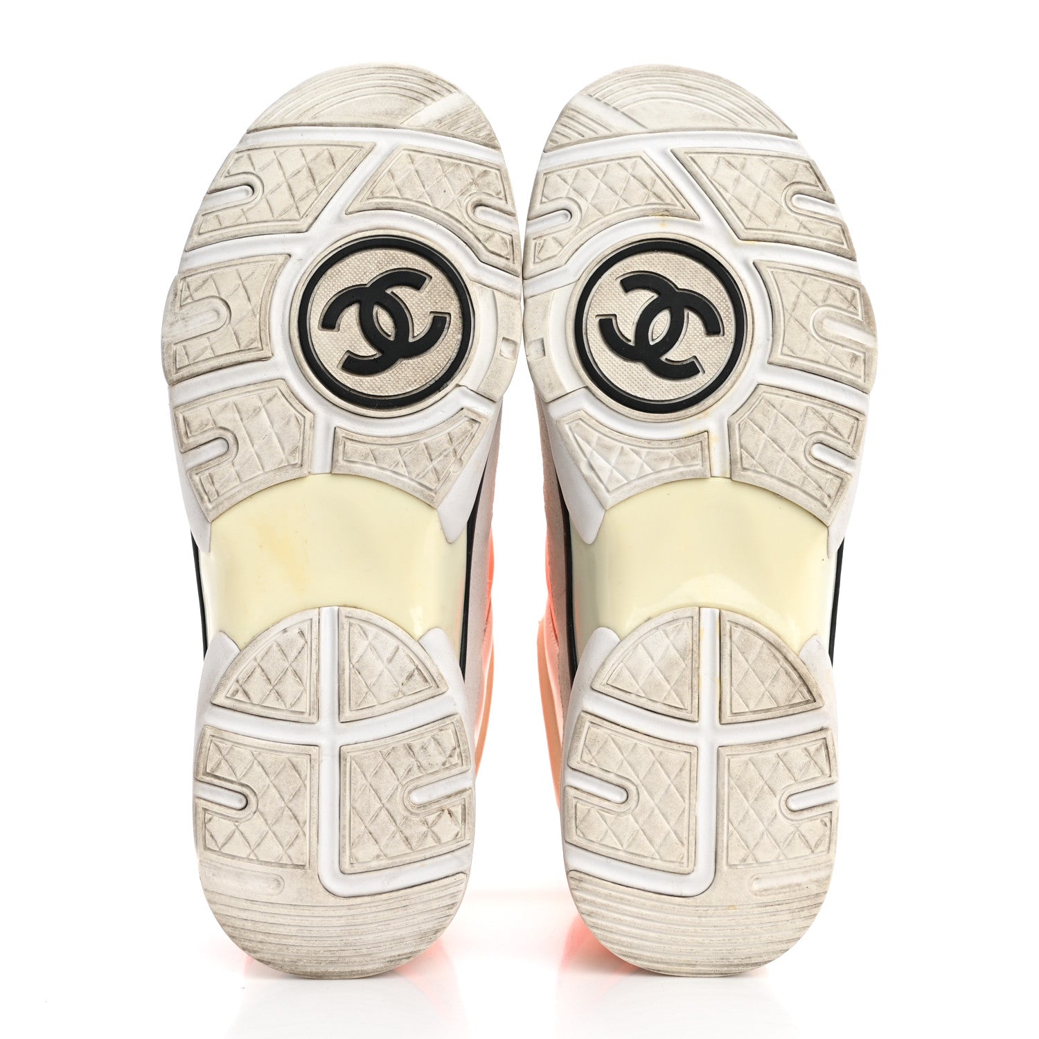 Chanel Suede Calfskin Lambskin Neoprene High Top CC Sneakers 40 White Fluo Orange 6 of 10