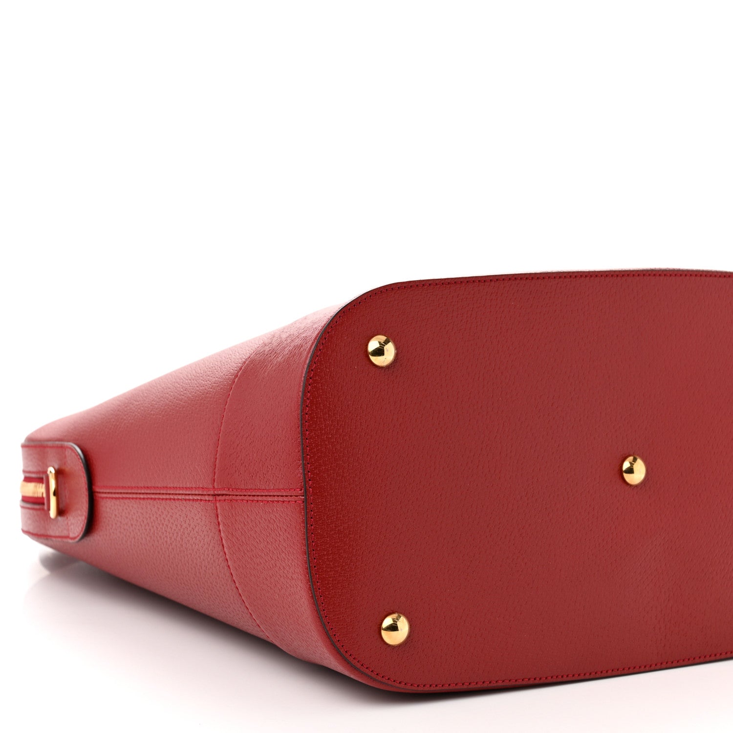 Gucci Textured Dollar Calfskin Web Small Savoy Bowling Tote Red 9 of 10