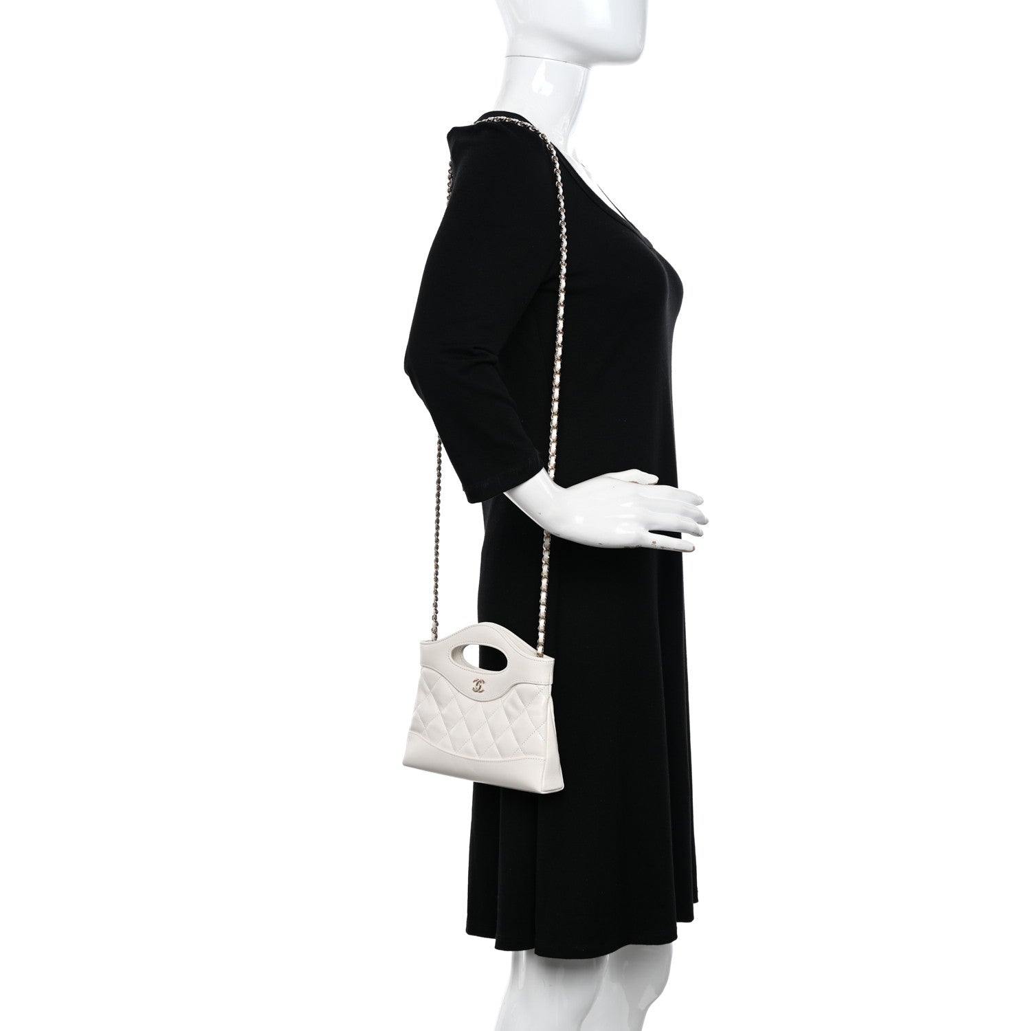 Chanel Shiny Crumpled Calfskin Quilted Nano 31 Shopping Bag White 2 of 11