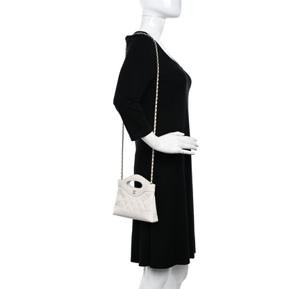 Chanel Shiny Crumpled Calfskin Quilted Nano 31 Shopping Bag White 2 of 11