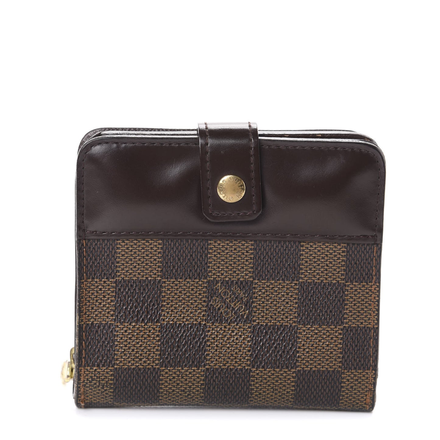 Damier Ebene Zippe Zipped Compact Wallet