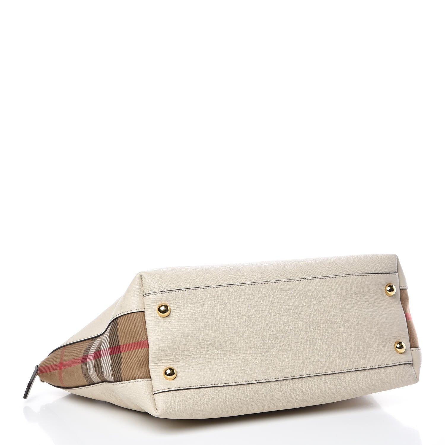 Burberry Derby Calfskin House Check Medium Welburn Tote Limestone 4 of 13
